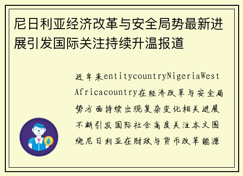 尼日利亚经济改革与安全局势最新进展引发国际关注持续升温报道